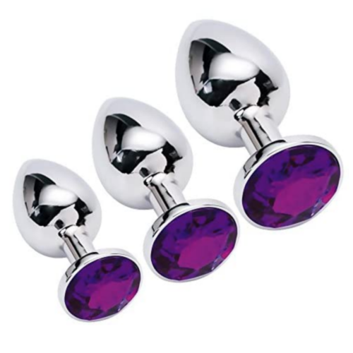 Akstore Jewelry Design Stainless Steel Butt Plug Set Purple