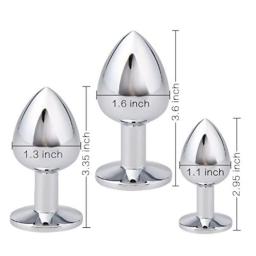 Akstore Jewelry Design Stainless Steel Butt Plug Set dimensions