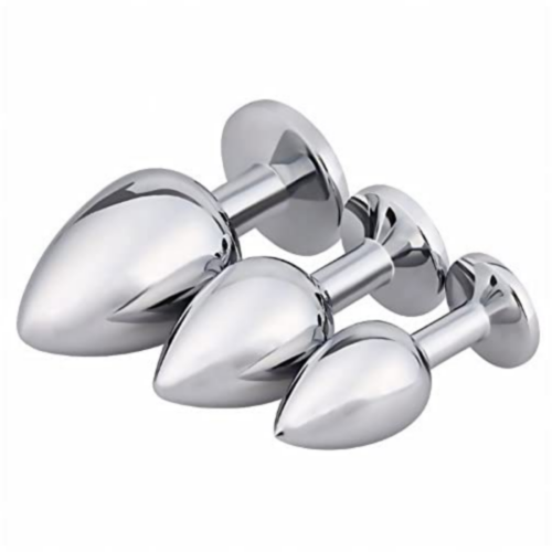 Akstore Jewelry Design Stainless Steel Butt Plug Set sizes