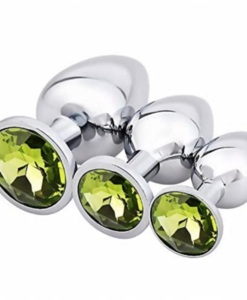 Akstore Light Green Jewelry Design Stainless Steel Butt Plug Set