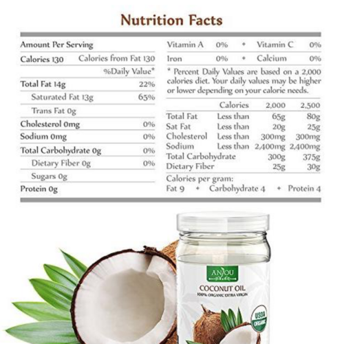 Anjou Organic Extra Virgin Coconut Oil nutrition facts