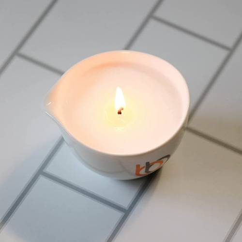Burn & Bliss Soy Wax Massage Oil Candle - Calming Ocean on tiles