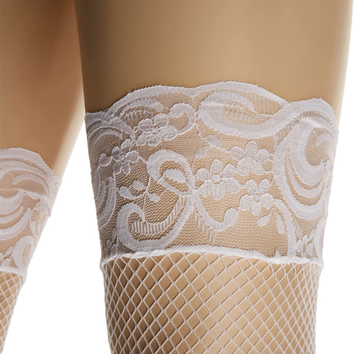 Leg Avenue Fishnet Thigh High Stockings with Back Seam cluseup