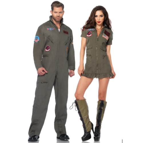 Leg Avenue Men's Top Gun Flight Suit Costume couple