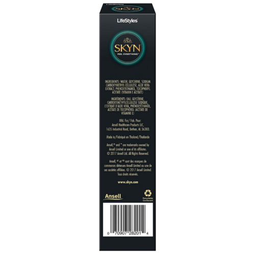 LifeStyles SKYN Natural Feel Personal Lubricant 2.7 oz box back