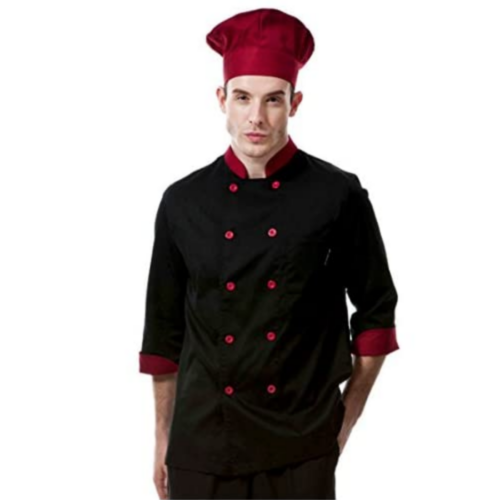 Long Sleeve Unisex Chef Coat Uniform black