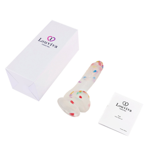 Louviva Clear Confetti Dildo box contents