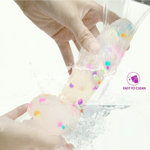 Louviva Clear Confetti Dildo easy to clean