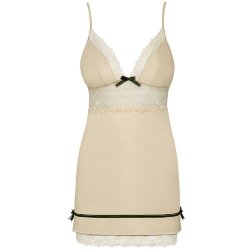 Obsessive Carmelove Beige Soft Chemise with Thong front