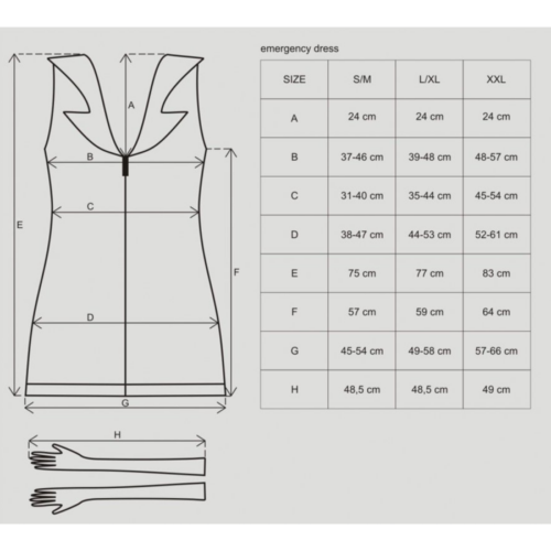 Obsessive Emergency Dress + Stethoscope size chart