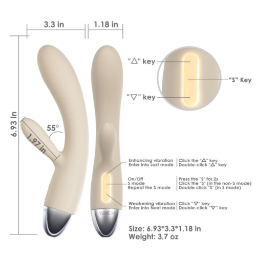 Rechargeable Rabbit Vibrator Khaki dimensions
