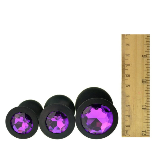 Silicone Jeweled Anal Butt Plug Trainer Set size laying