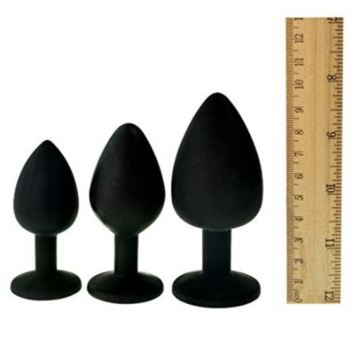 Silicone Jeweled Anal Butt Plug Trainer Set size standing