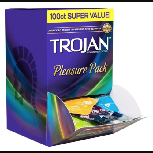 TROJAN Pleasure Pack Condoms 100 count box left