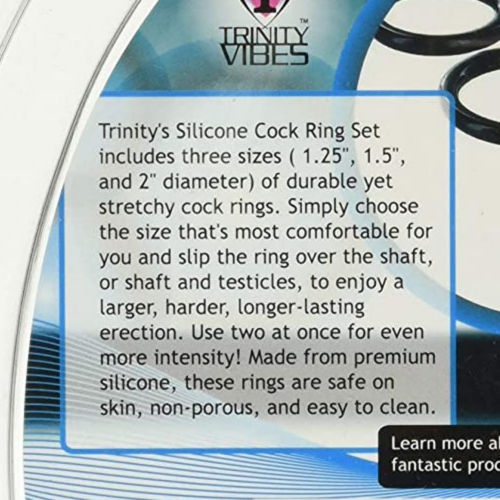 Trinity Vibes Silicone Cock Ring Set label