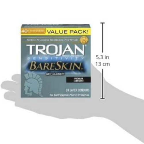 Trojan Bareskin Lubricated Latex Condoms size