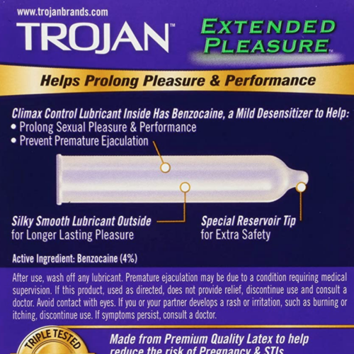 Trojan Extended Pleasure Condoms with Climax Control Lubricant back zoom