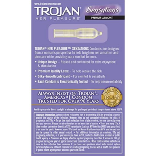 Trojan Her Pleasure Sensations Condoms 12 Count back