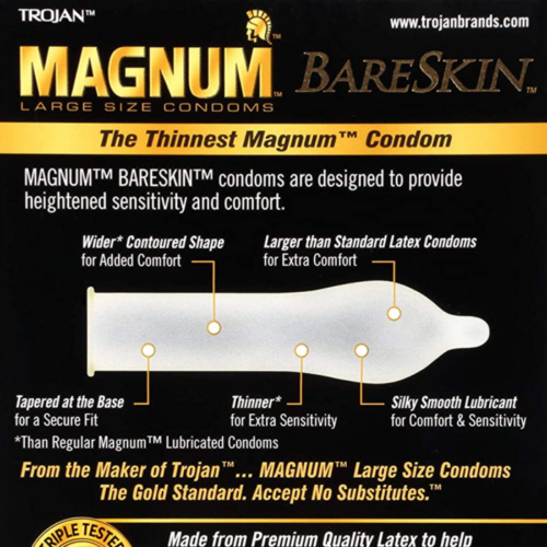 Trojan Magnum Bareskin Lubricated Condoms label