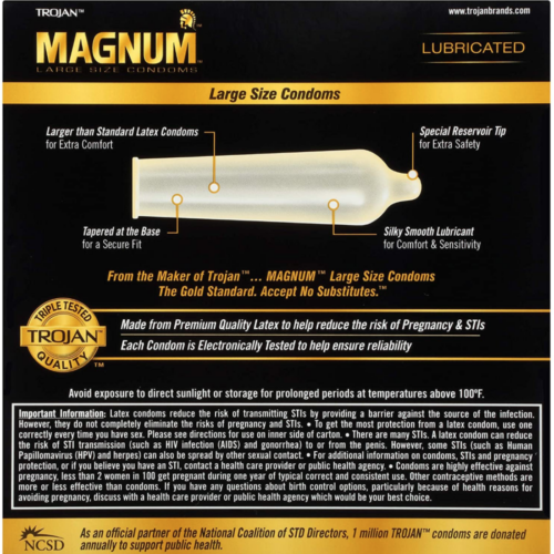Trojan Magnum Large Size Condoms 36 Count back