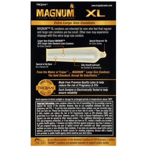 Trojan Magnum XL Lubricated Condoms back