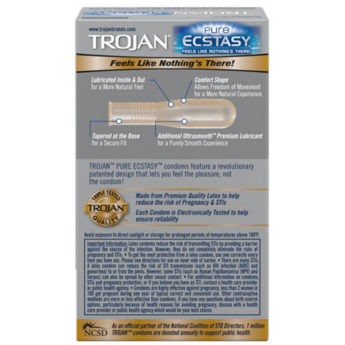 Trojan Pure Ecstasy Lubricated Condoms back
