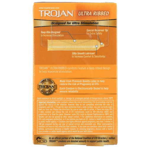 Trojan Stimulations Ultra Ribbed Lubricated Condoms back