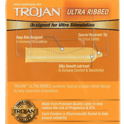 Trojan Stimulations Ultra Ribbed Lubricated Condoms back