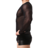 WINDAY Men's Sexy Long Sleeve Mesh Top black side