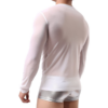 WINDAY Men's Sexy Long Sleeve Mesh Top white back
