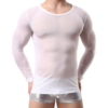 WINDAY Men's Sexy Long Sleeve Mesh Top white front