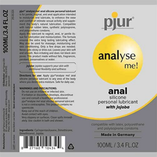 pjur Analyse Me Silicone Based Anal Lubricant label