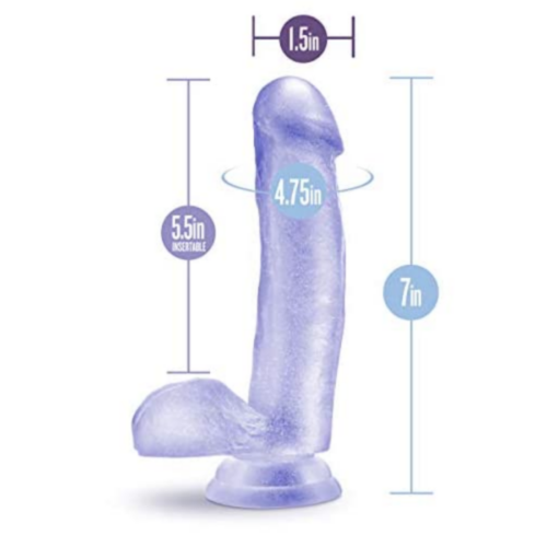 B Yours Realistic Clear Glitter Dildo dimensions